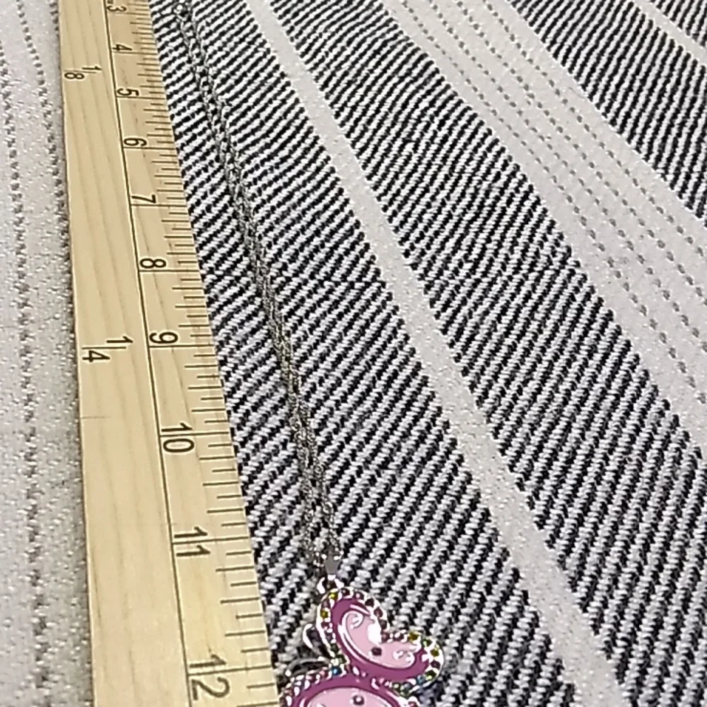 Cute Butterfly necklace Girls w Rhinestones 22 inch chain, pink, blue.